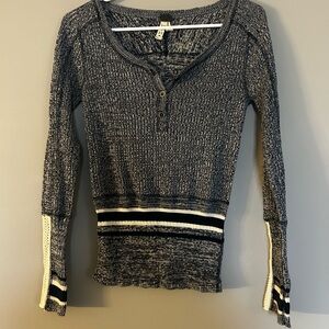 We The Free Black and White Marled Knit Top